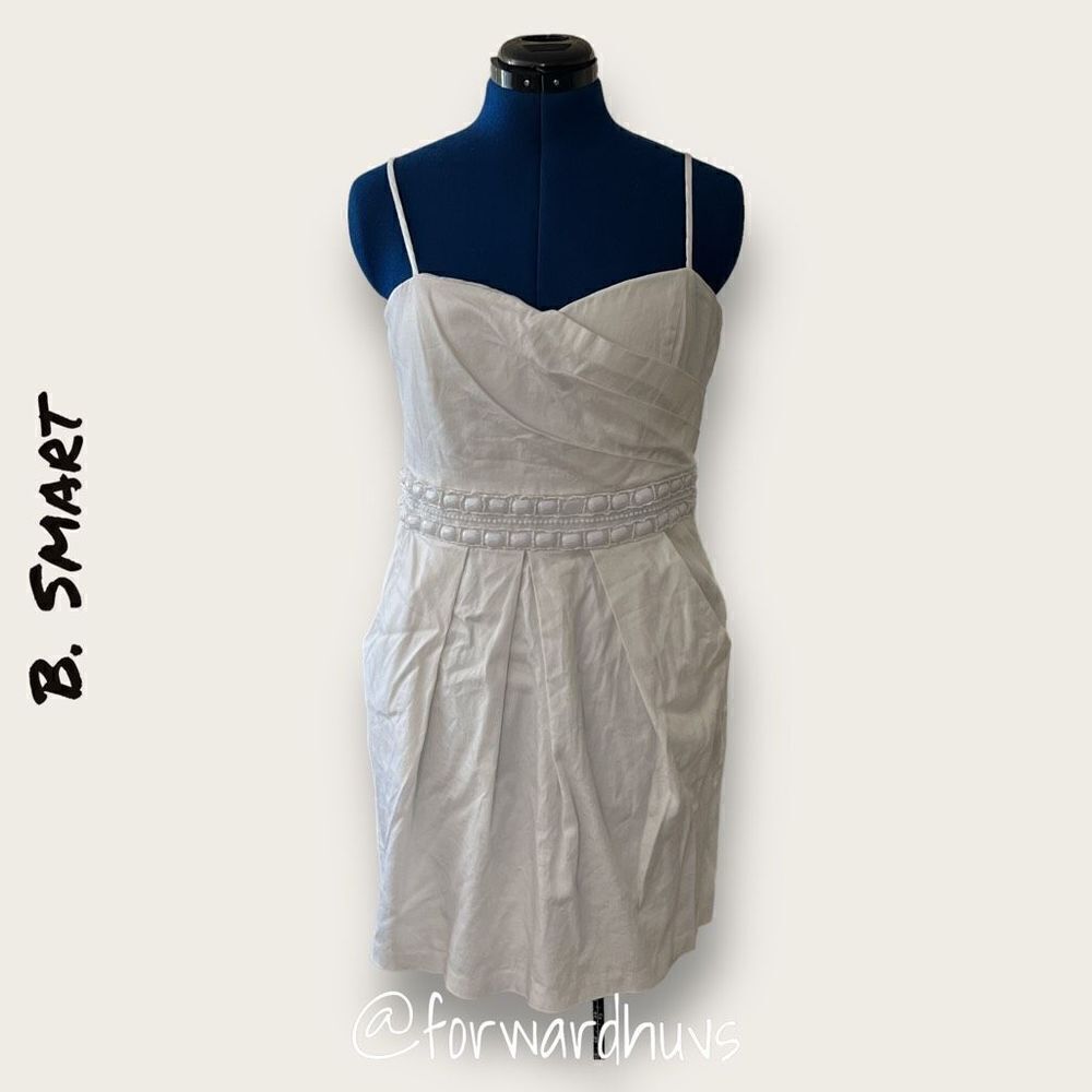 Be Smart White Beaded Dress with Pockets Size 14 - Picture 2 of 8